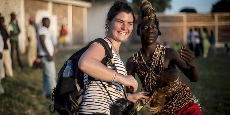 Camille Lepage au stade Bonga-Bonga à Bangui, en octobre 2013.