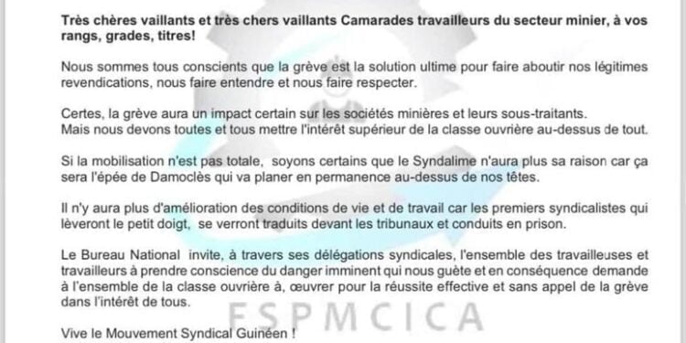 Grève générale illimitée : la Fédération Syndicale Professionnelle, carrières, Industries Chimiques et AS (FSPMCICA-CNTG) soutient la grève