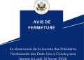 Journée des Présidents : l’Ambassade des États-Unis à Conakry fermée ce lundi 16 février 2026