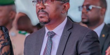 Mohamed Lamine Sy Savané à la cérémonie de pose de la première pierre du Cinéma Center de Conakry