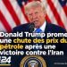 ÉTATS-UNIS–IRAN : DONALD TRUMP ASSURE QUE « TOUT IRA VITE » ET PROMET UNE FORTE BAISSE DES PRIX DU PÉTROLE